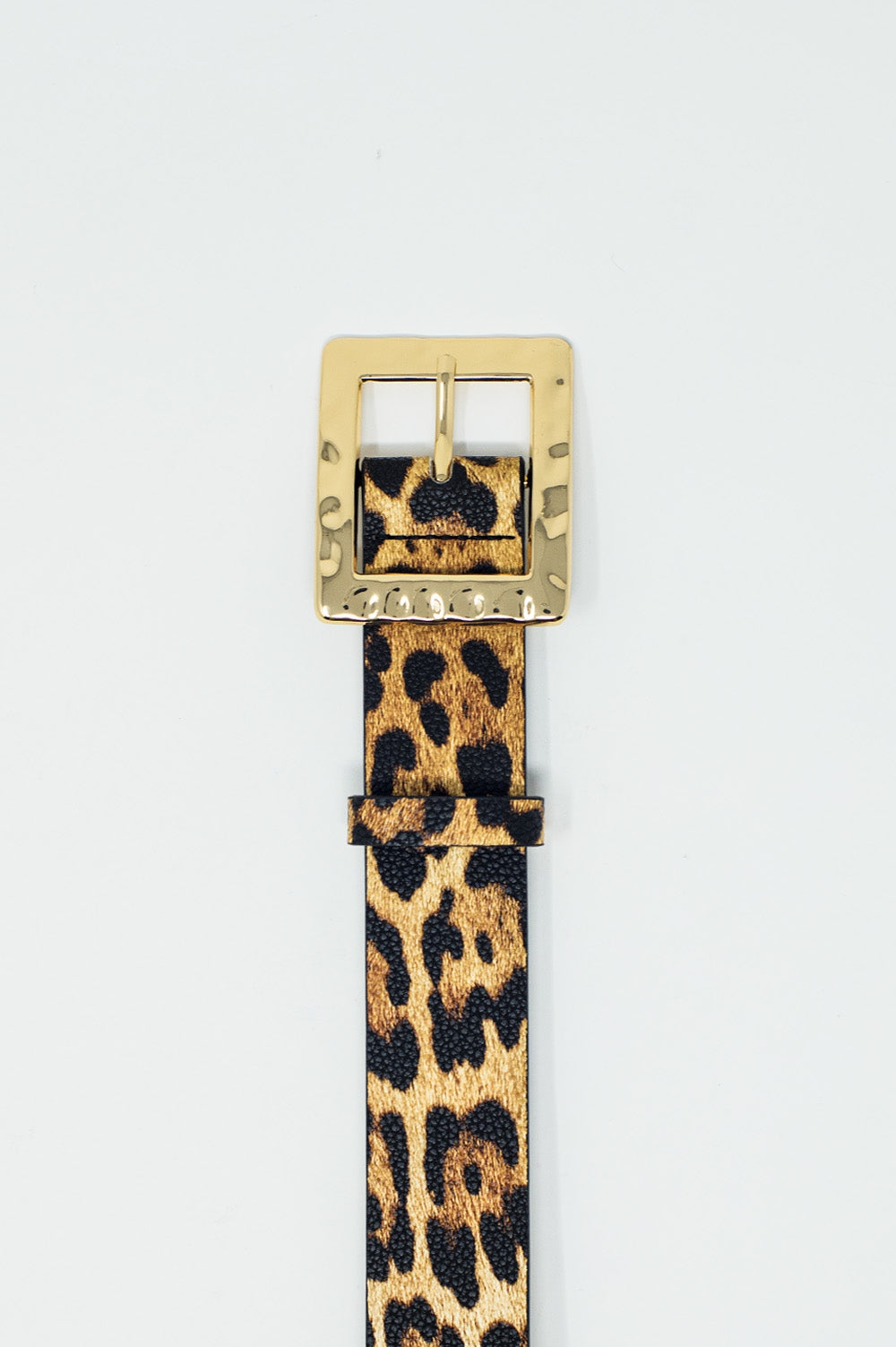 Medium width leopard belt with gold buckle