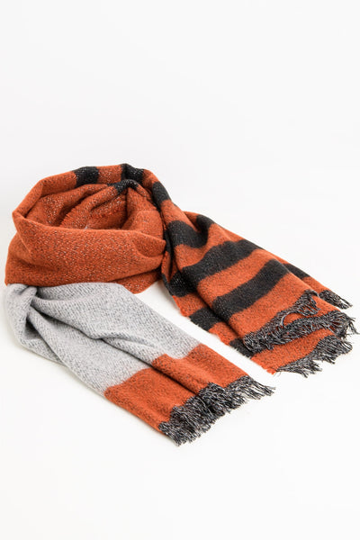 Melange mix stripe scarf in red