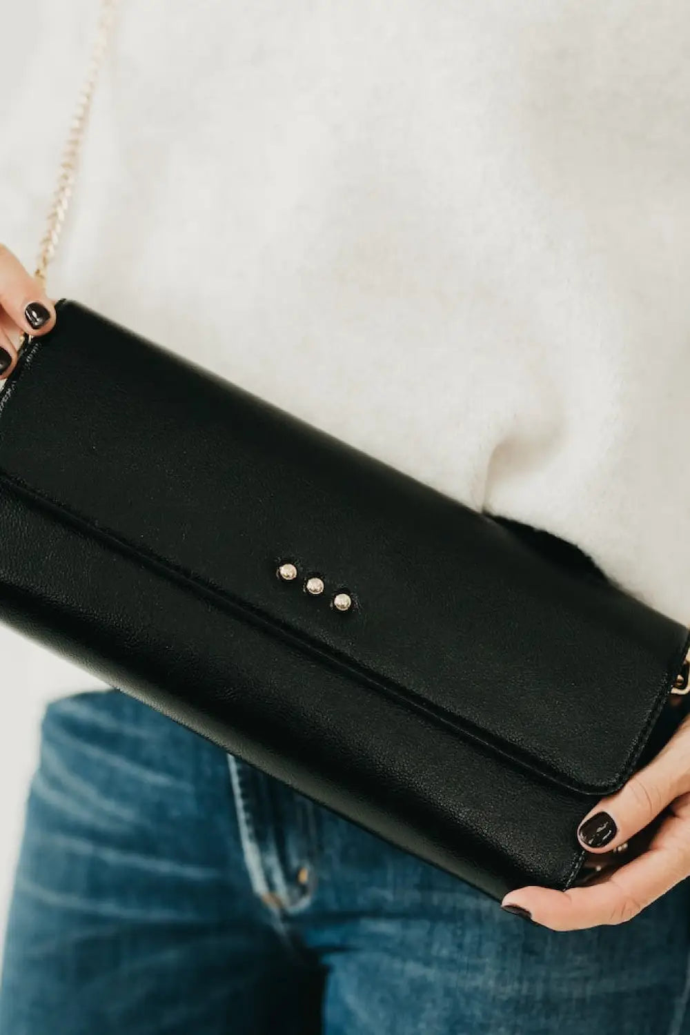 The Evening Metallic Clutch Crossbody Bag - Black - Crossbody Bag