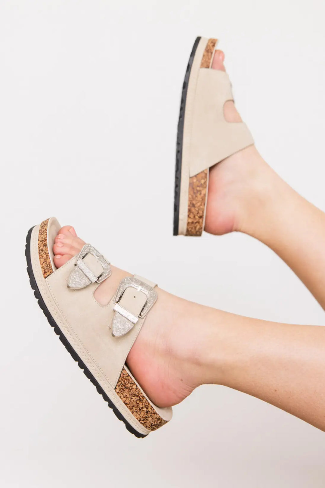 Mickie Western Slides in Cream - 130 Sandals