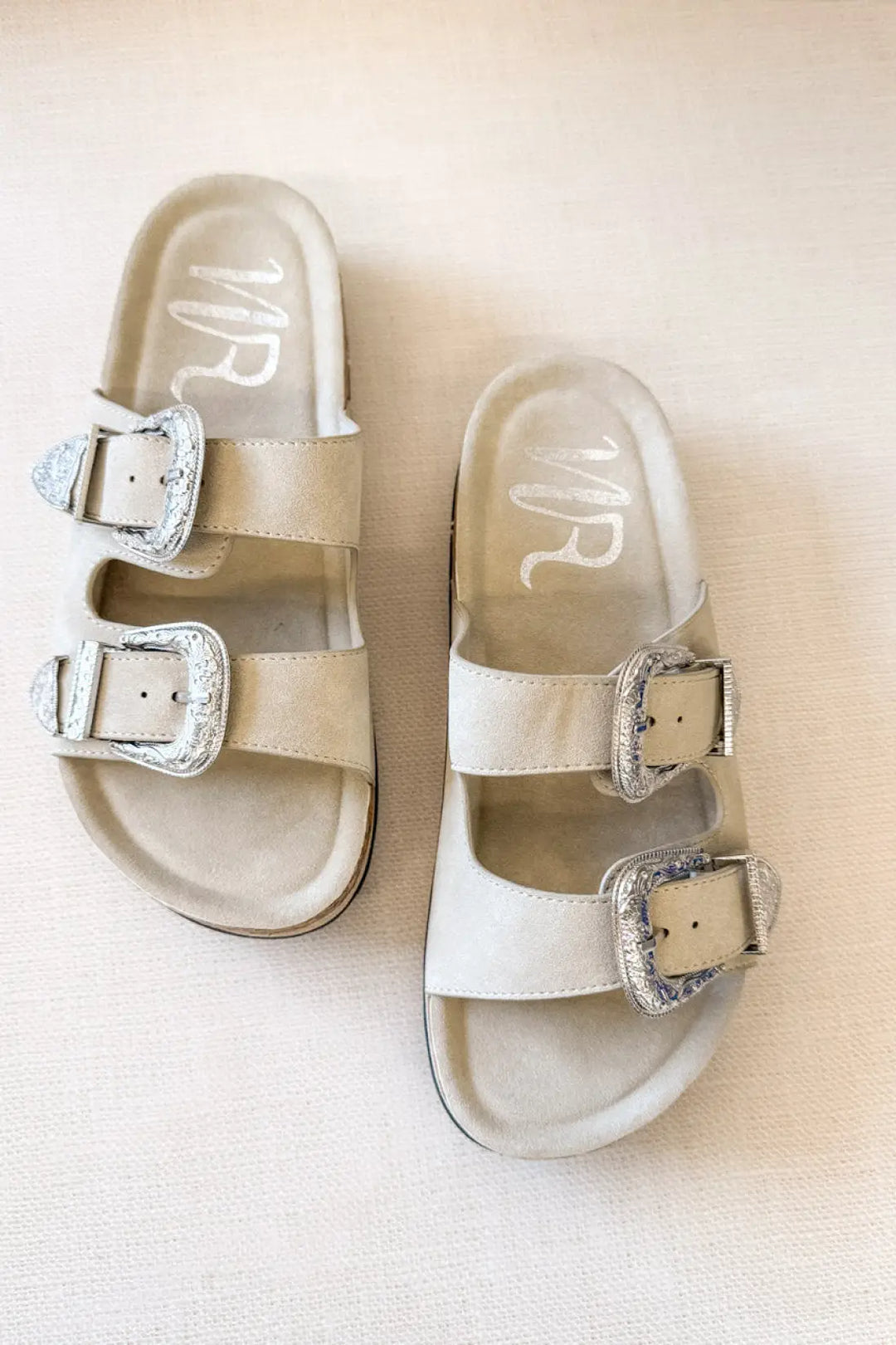 Mickie Western Slides in Cream - 130 Sandals