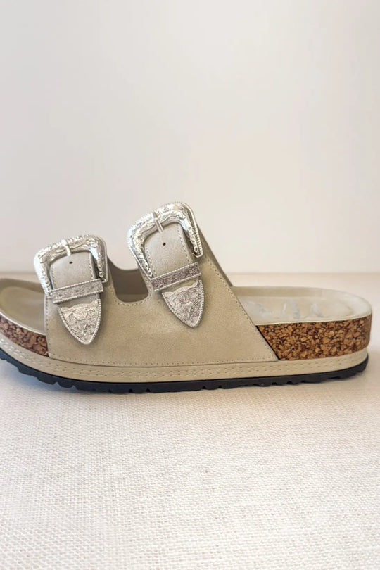 Mickie Western Slides in Cream - 130 Sandals