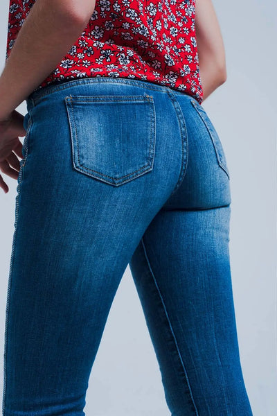 Mid wash jeans with glitter side stripe - Jeans