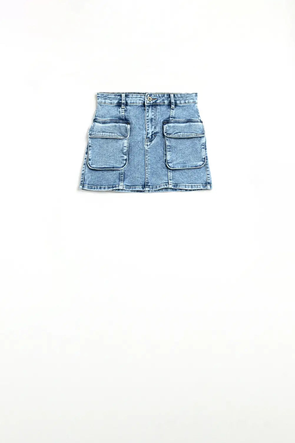 mid wash mini skirt with cargo pockets - Skirts