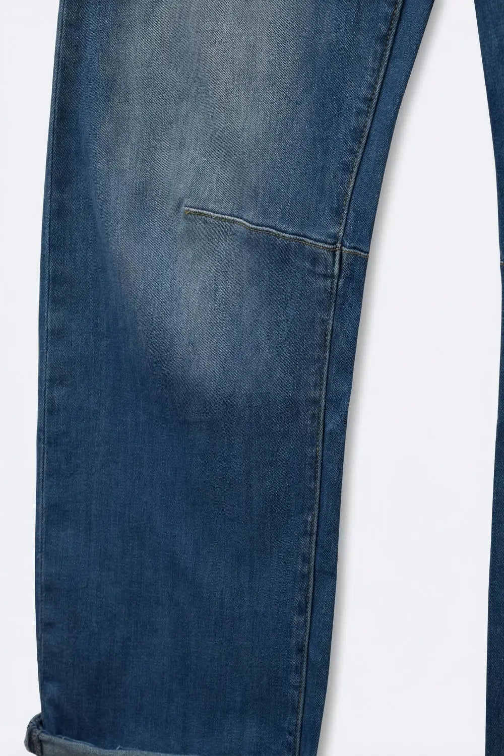 Mid-Wash Straight-Leg Denim Jeans with Rolled Cuffs - Jeans