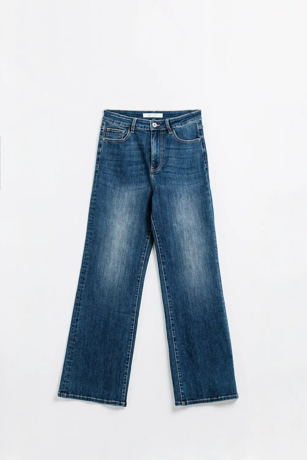 Q2 mid wash straight leg jeans