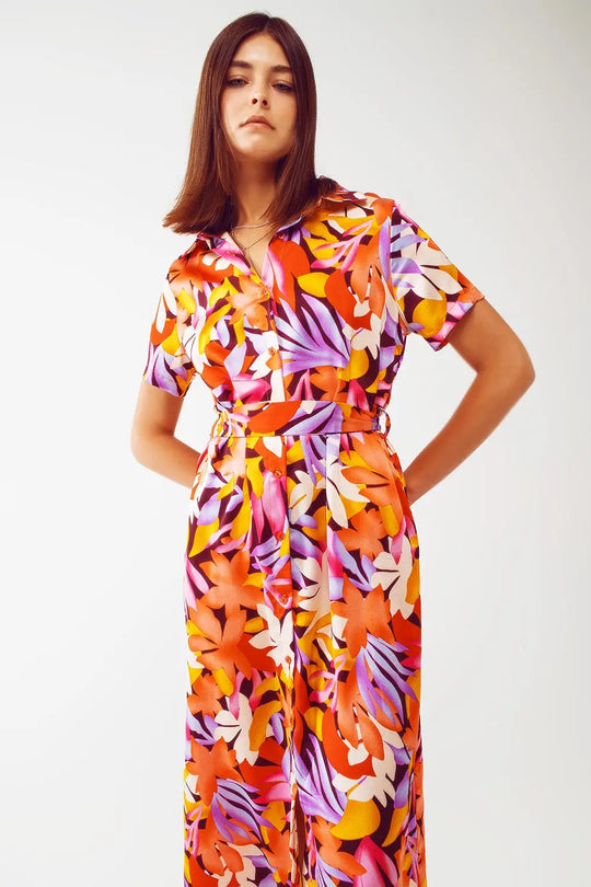 Midi Floral Print Dress in Multicolour - Dresses