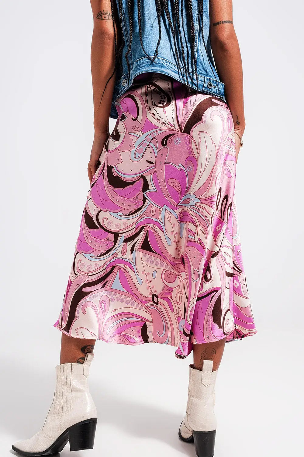 Midi skirt in abstract print in pink - Skirts