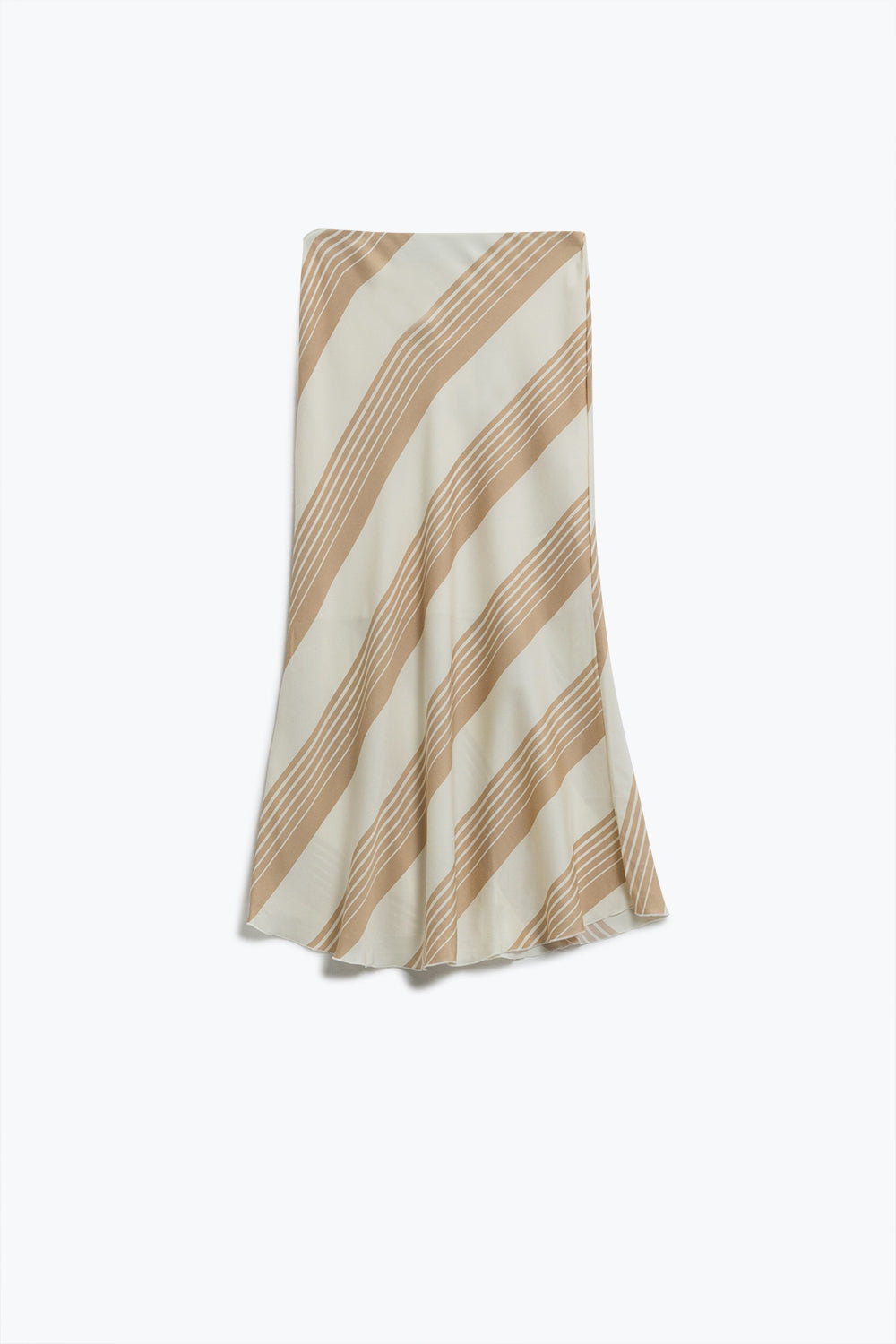 Q2 Midi Skirt In cream With Light beige Stipes