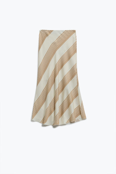 Q2 Midi Skirt In cream With Light beige Stipes