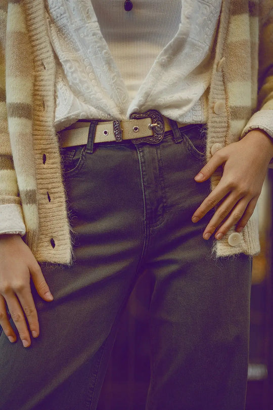 Military green high-waisted wide-leg pants - Jeans