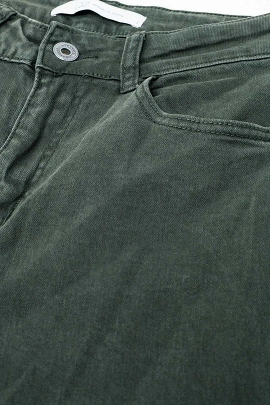 Military green high-waisted wide-leg pants - Bottoms