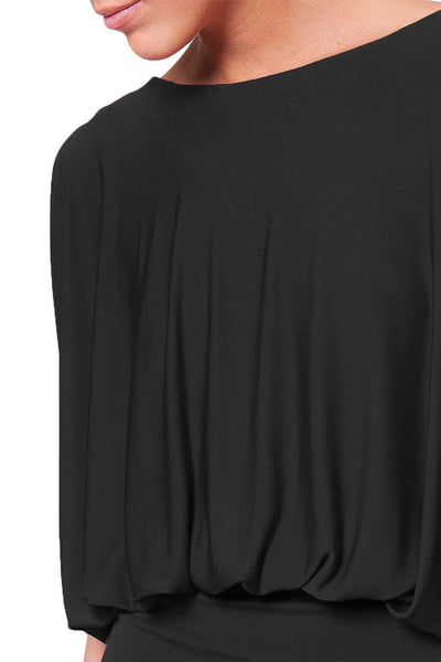 mini black dress draped v-back - Dresses