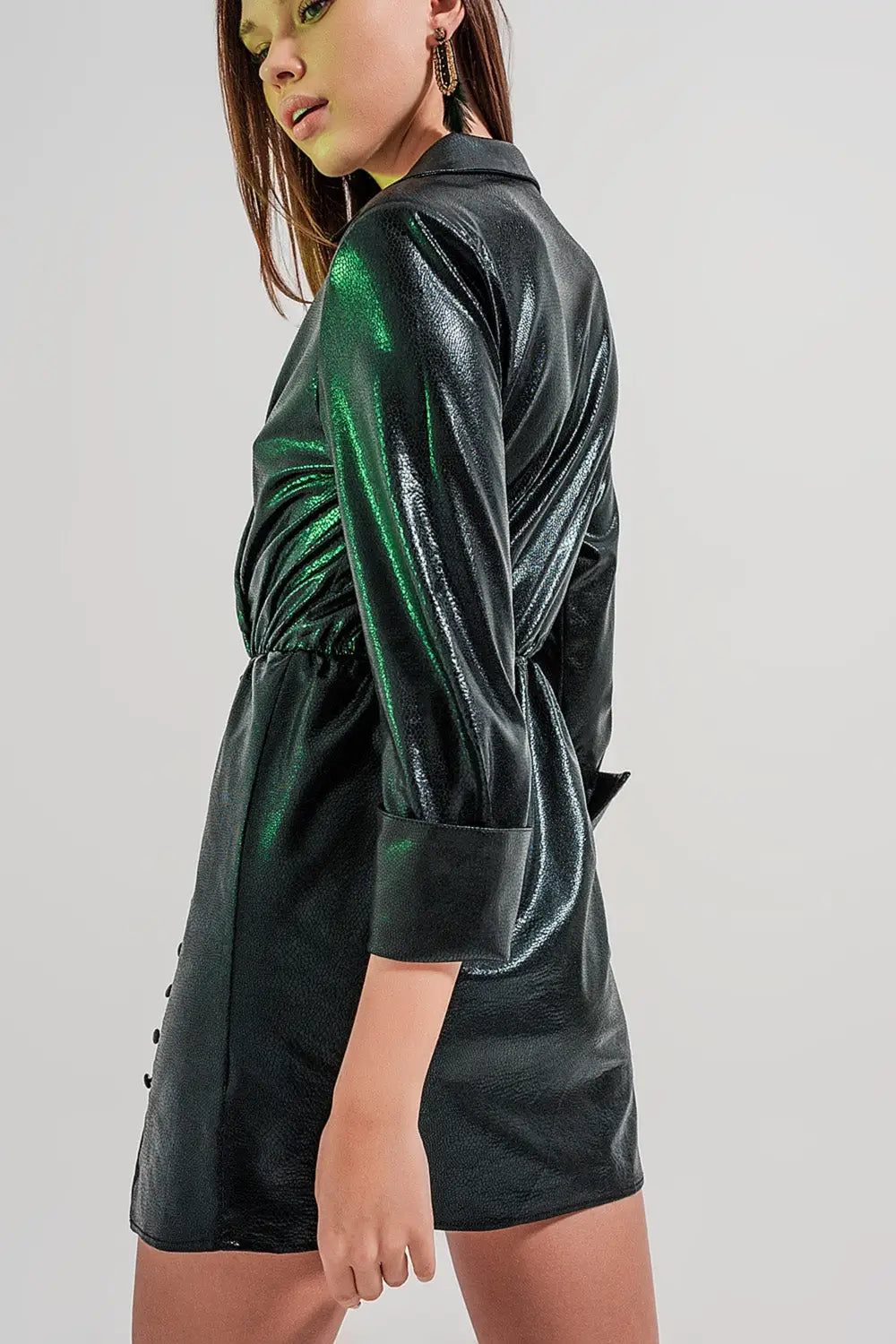 Mini dress with button detail in black - Dresses