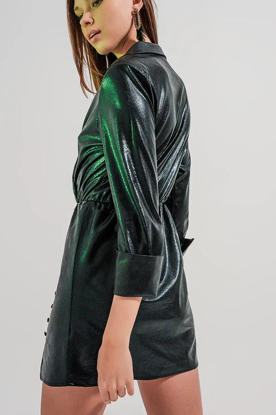 Mini dress with button detail in black - Dresses