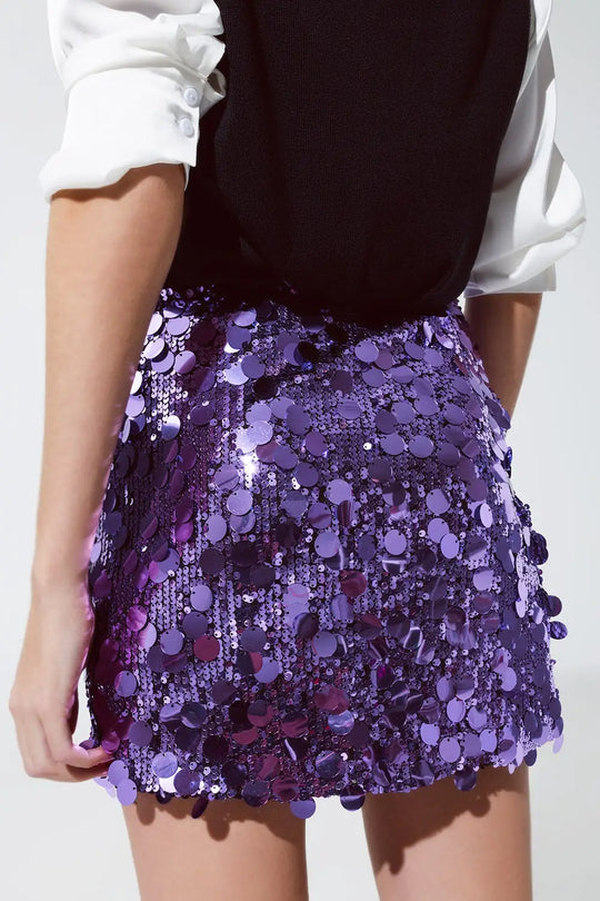 Mini-jupe à gros sequins violette - Jupes