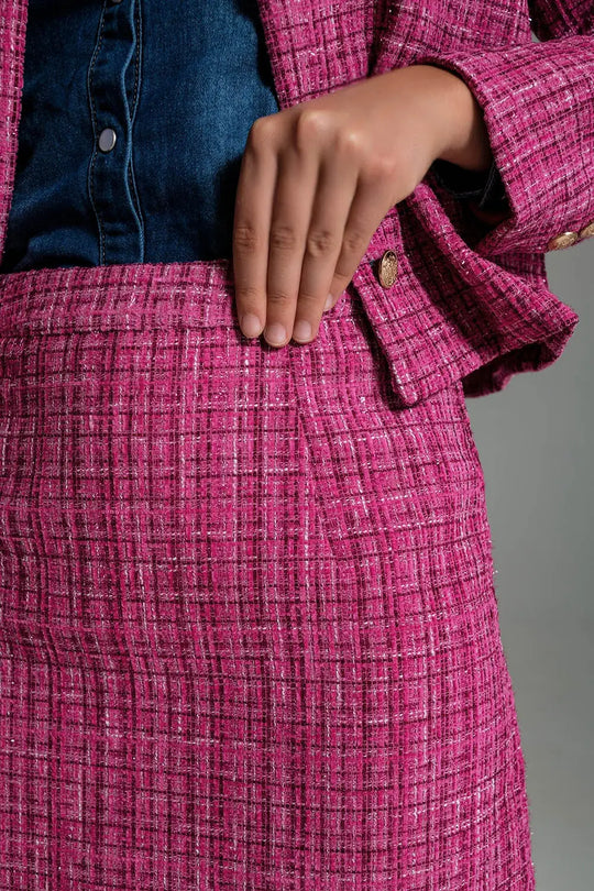 Mini jupe basique en tweed rose - Jupes