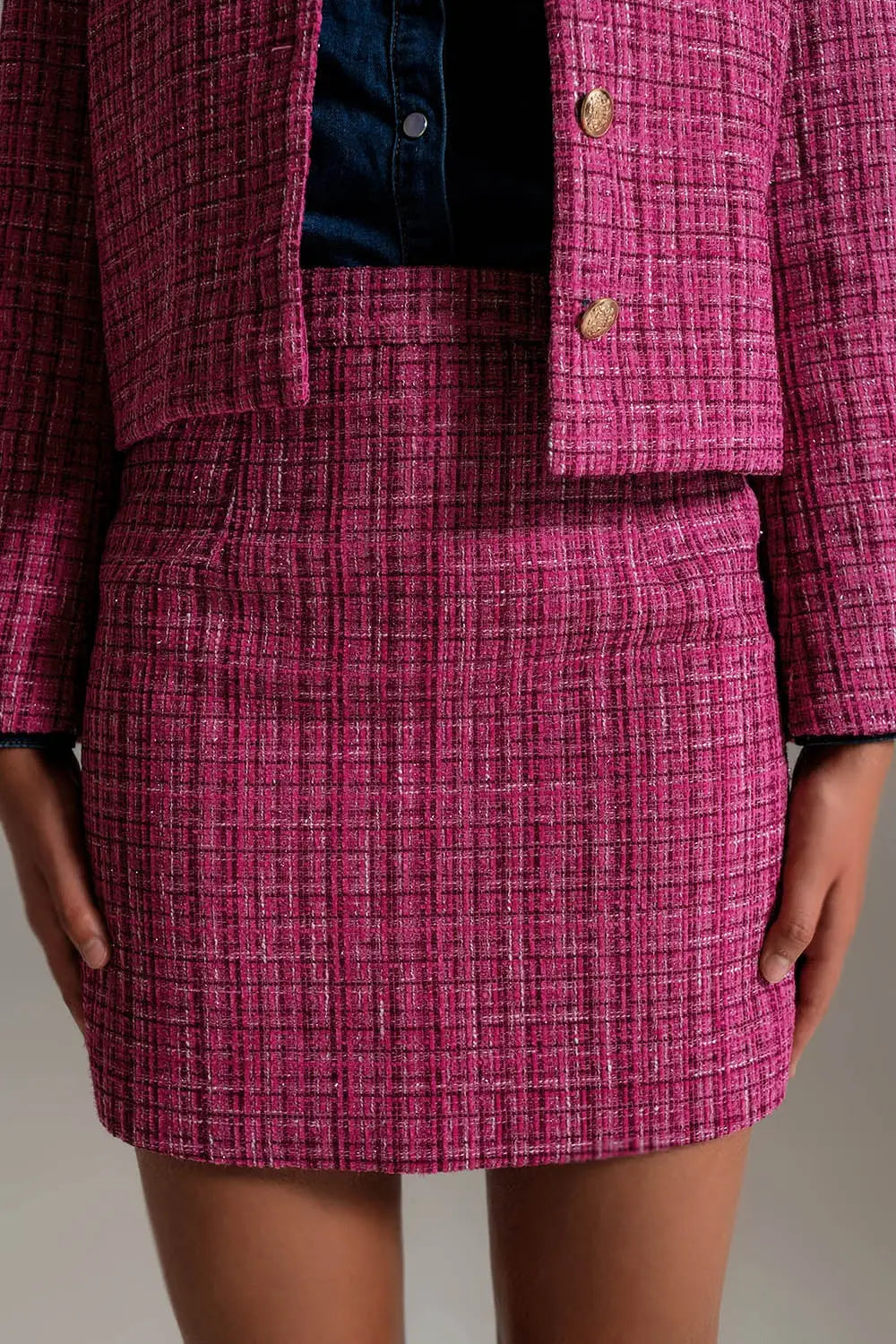 Mini jupe basique en tweed rose - Jupes