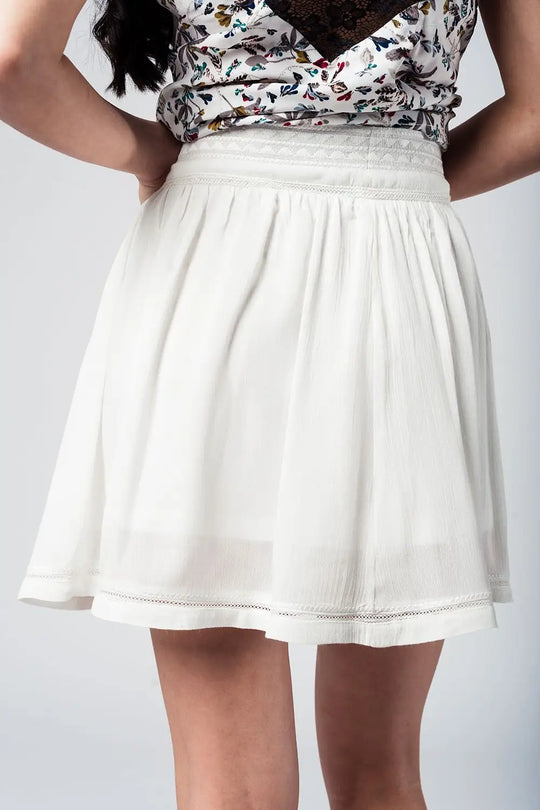 Mini jupe blanc esprit aztèque - Jupes
