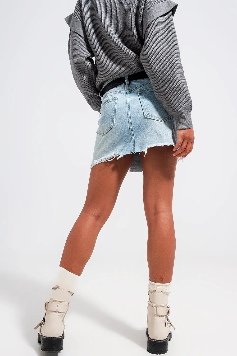 Mini jupe en jean boutonnée bleu clair - Jupes