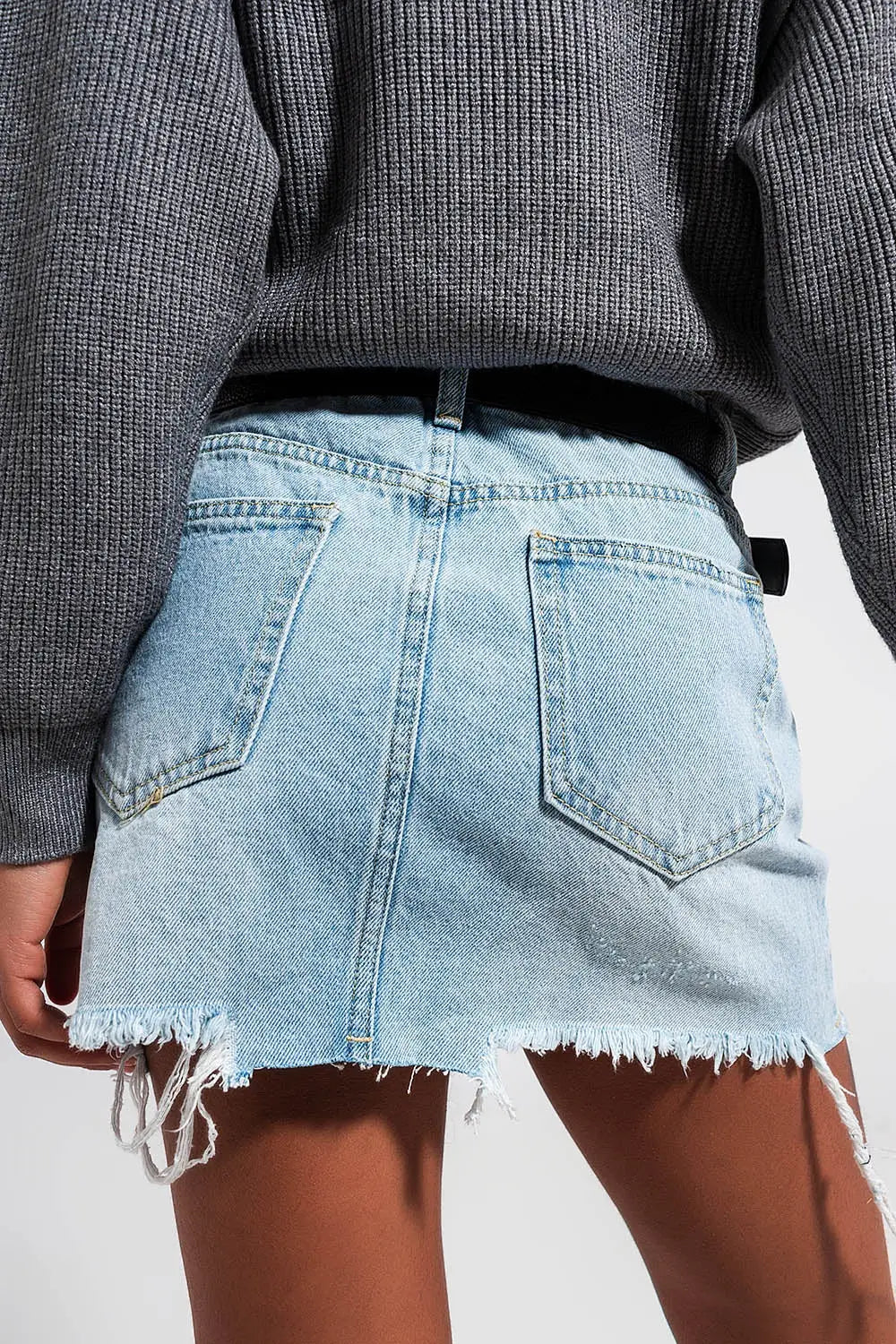 Mini jupe en jean boutonnée bleu clair - Jupes