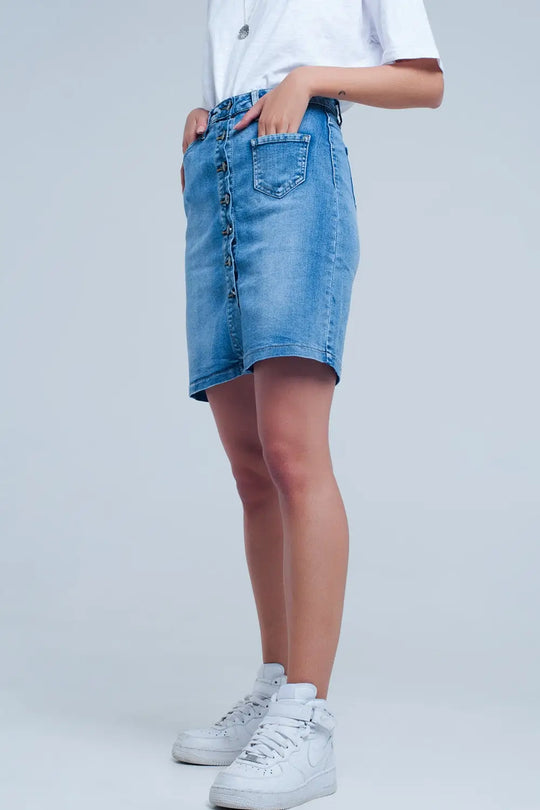 Mini-jupe en jean boutonnée - Jupes