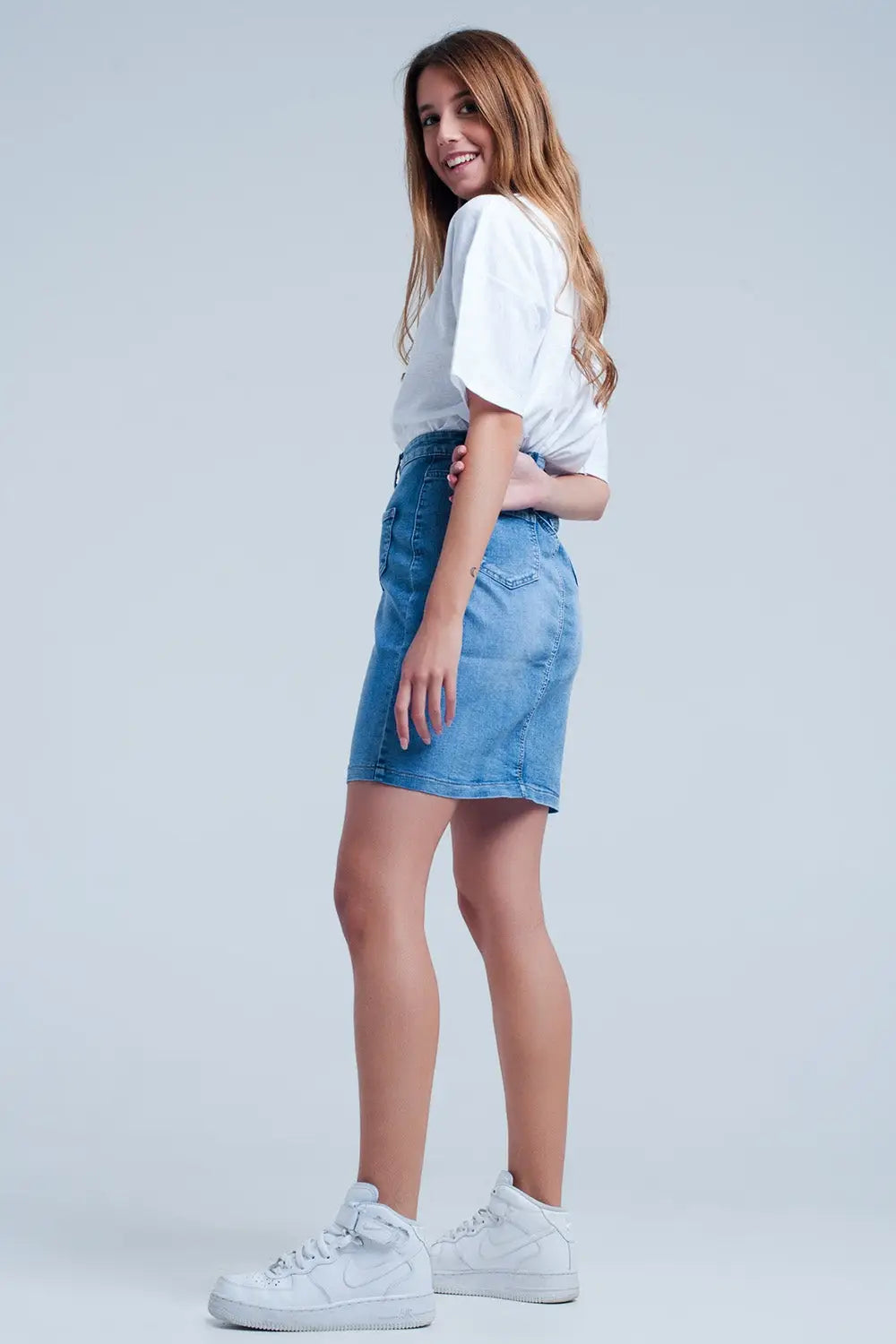 Mini-jupe en jean boutonnée - Jupes