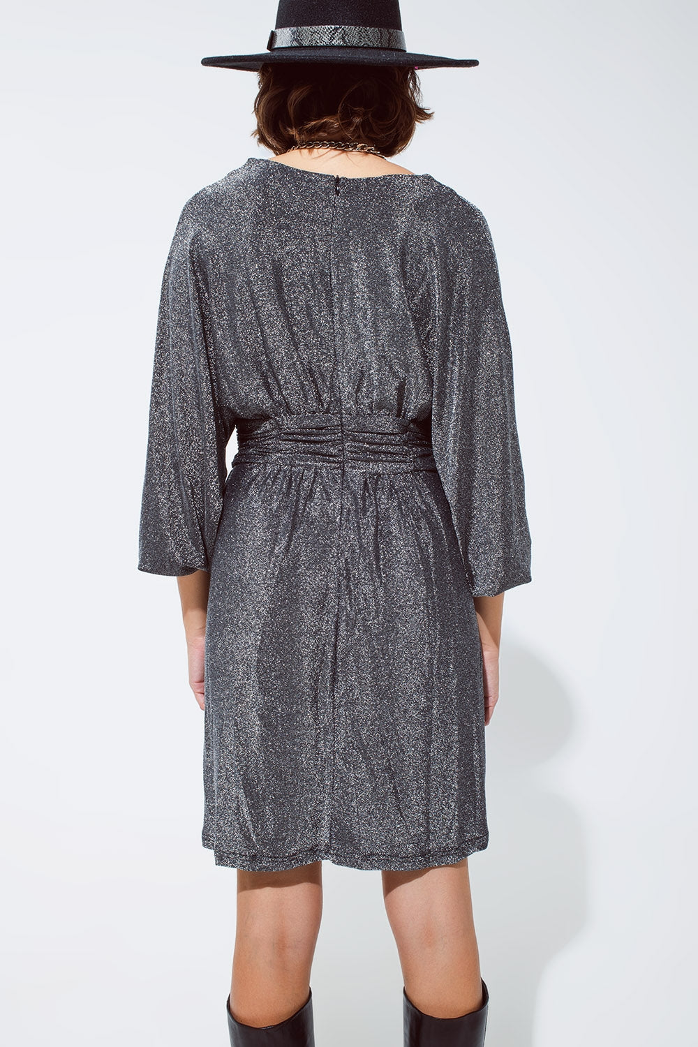 Shimmery Nights Metallic Gray Dress