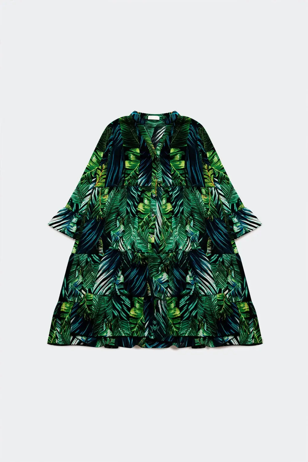 Q2 Mini robe à imprimé de feuilles vertes