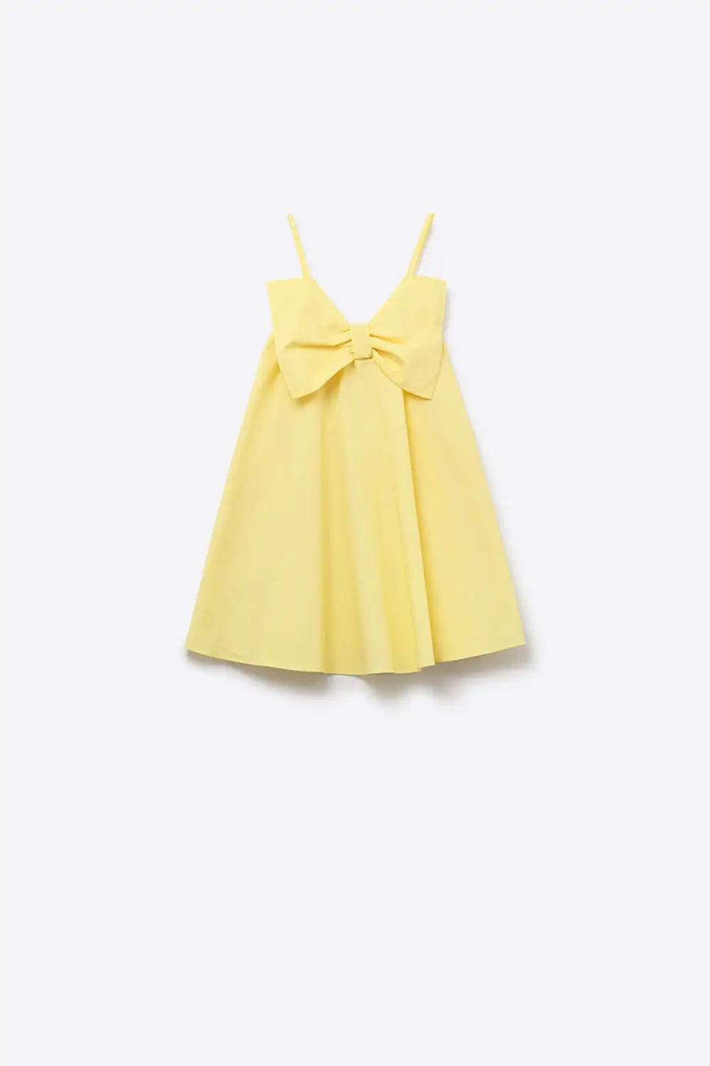 Mini robe en popeline jaune avec un gros nœud - Vestidos