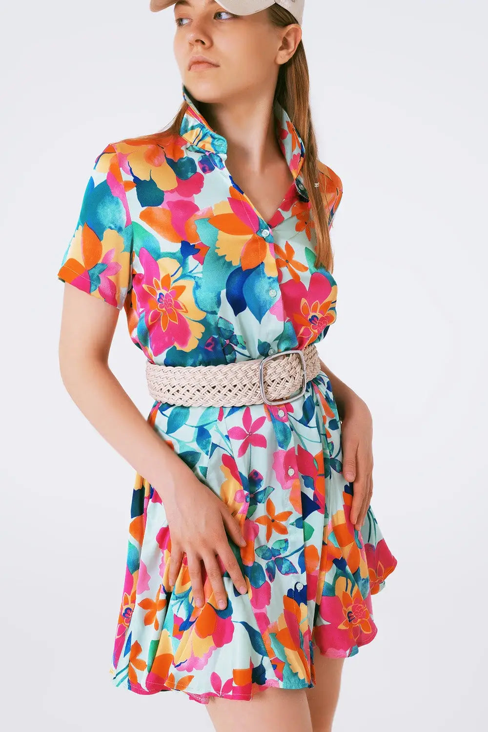 mini robe en satin doux avec imprimé fleuri - Vestidos