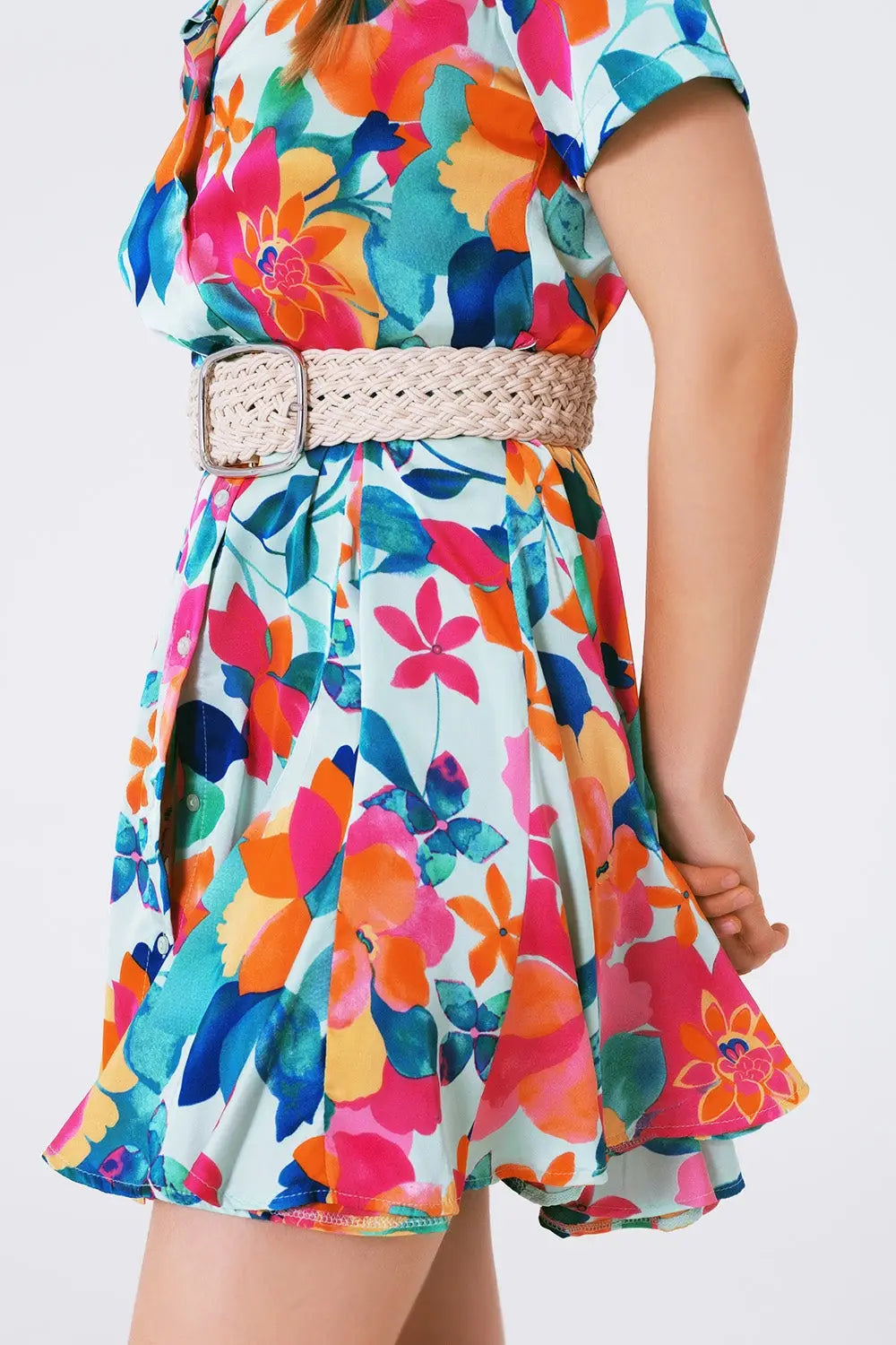 mini robe en satin doux avec imprimé fleuri - Vestidos