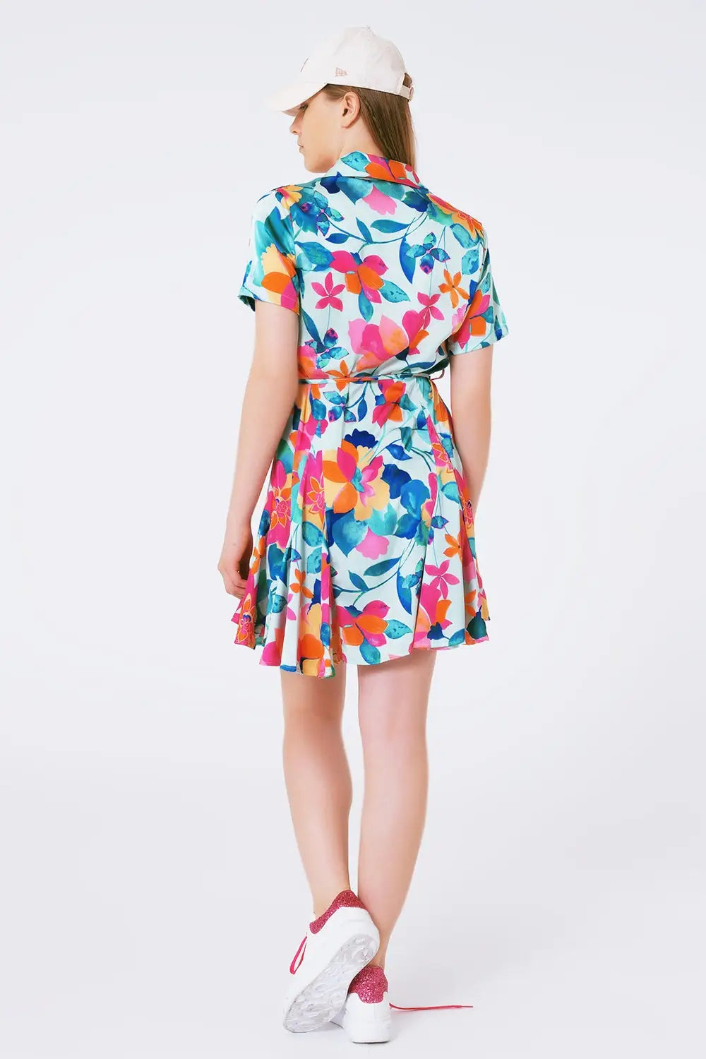mini robe en satin doux avec imprimé fleuri - Vestidos