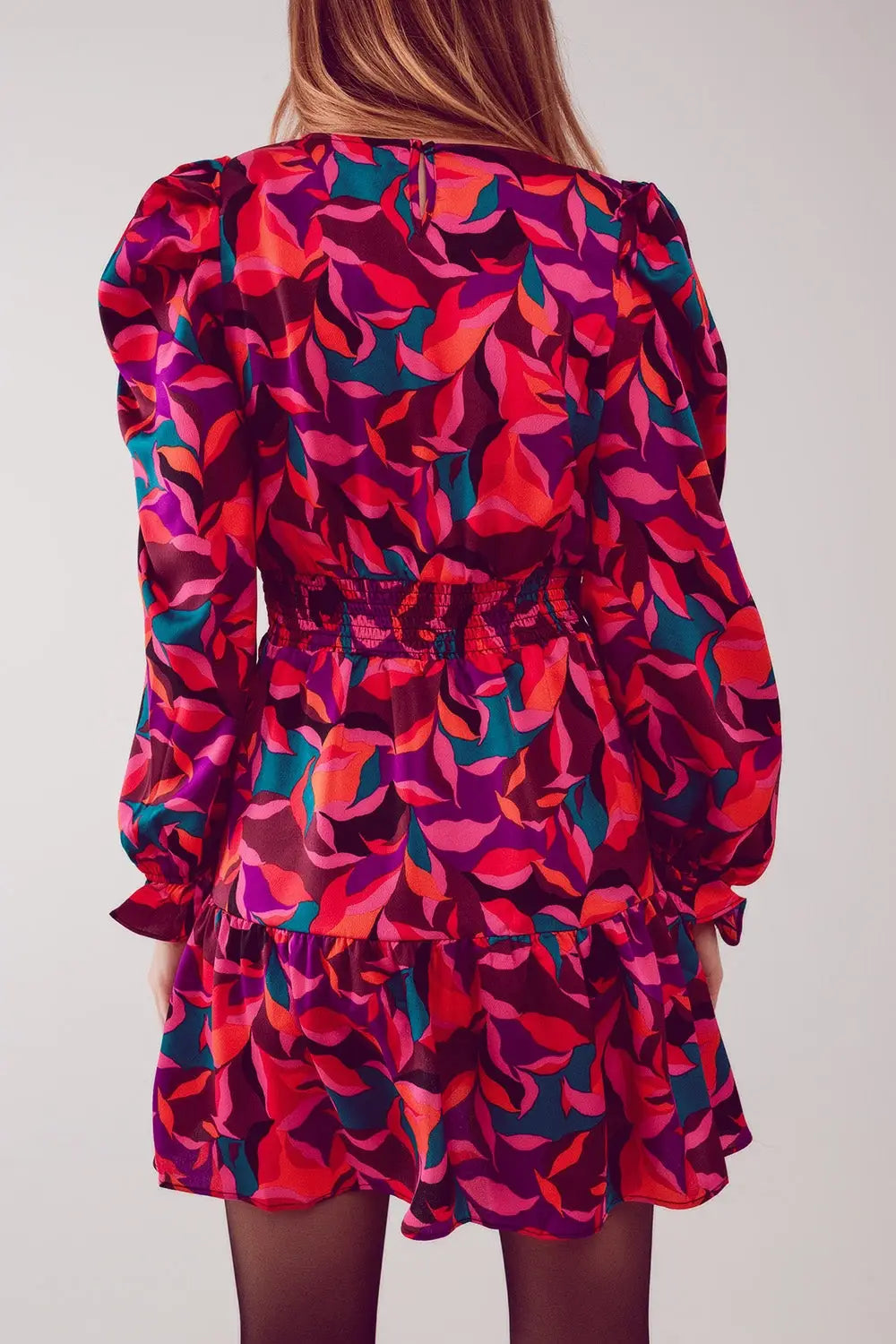 Mini robe fuchsia à manches bouffantes - Vestidos