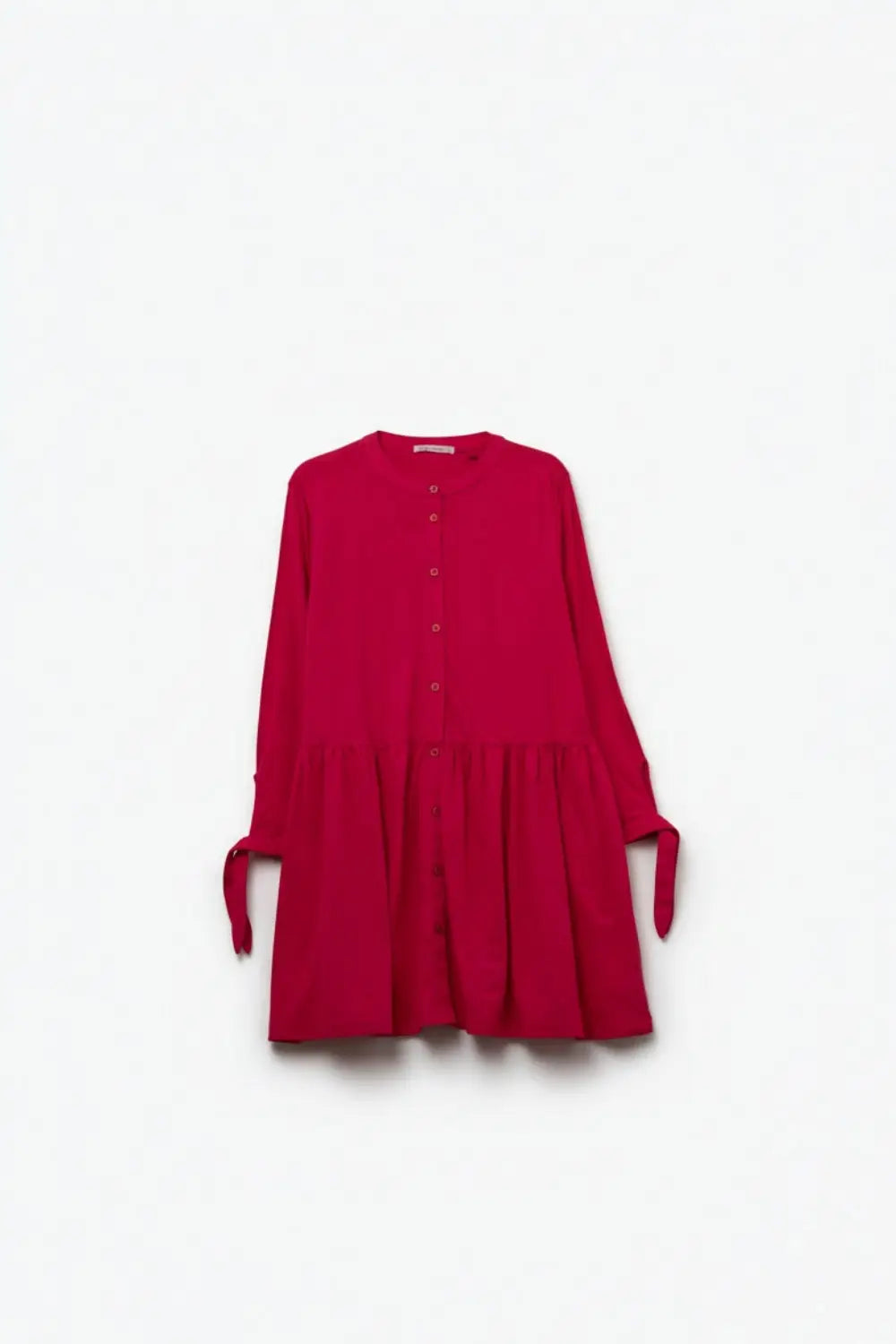 Q2 Mini robe rose à boutons et manches longues