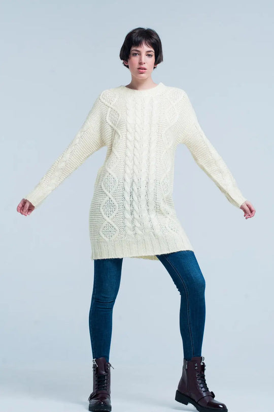 Mini robe tricot torsadé jaune - Vestidos