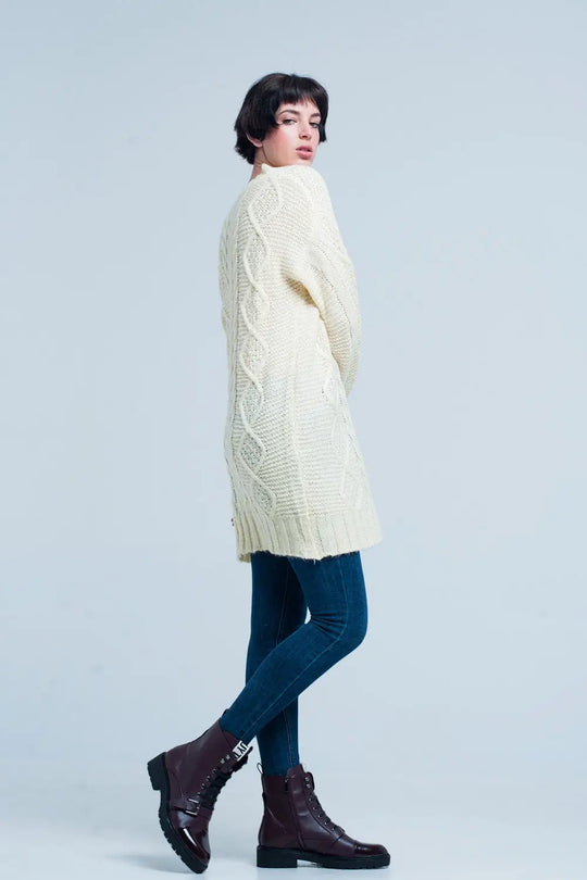 Mini robe tricot torsadé jaune - Vestidos