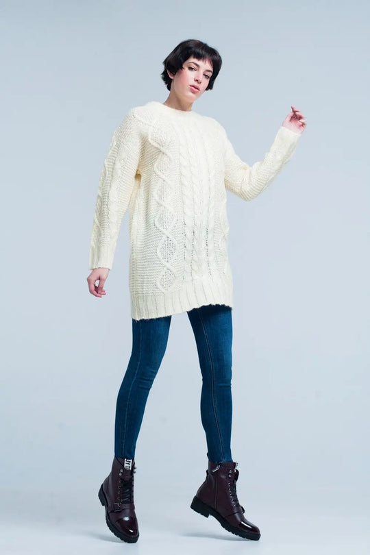 Mini robe tricot torsadé jaune - Vestidos