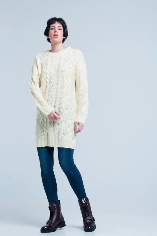 Mini robe tricot torsadé jaune - Vestidos