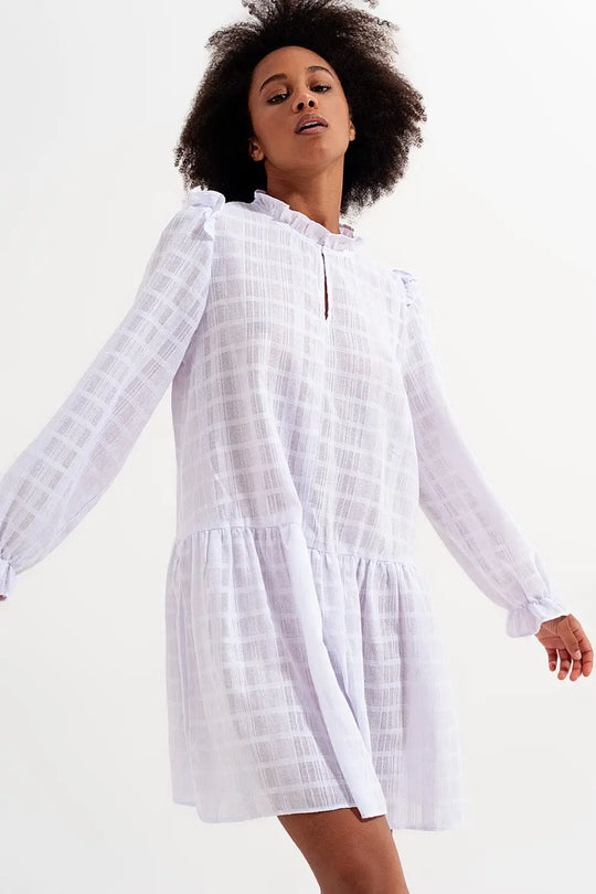 Mini robe volumineuse à volants en blanc - Vestidos