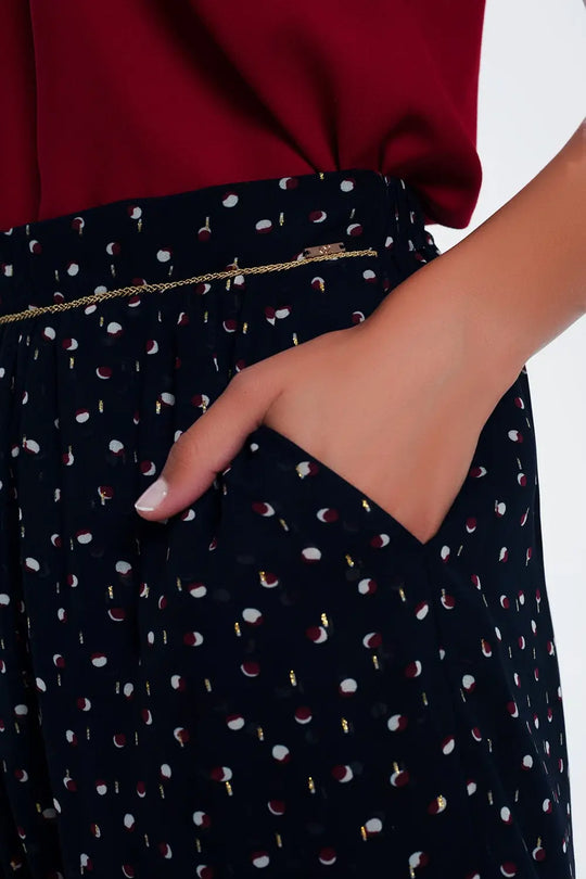 Mini skirt navy in scribble polka dot - Skirts