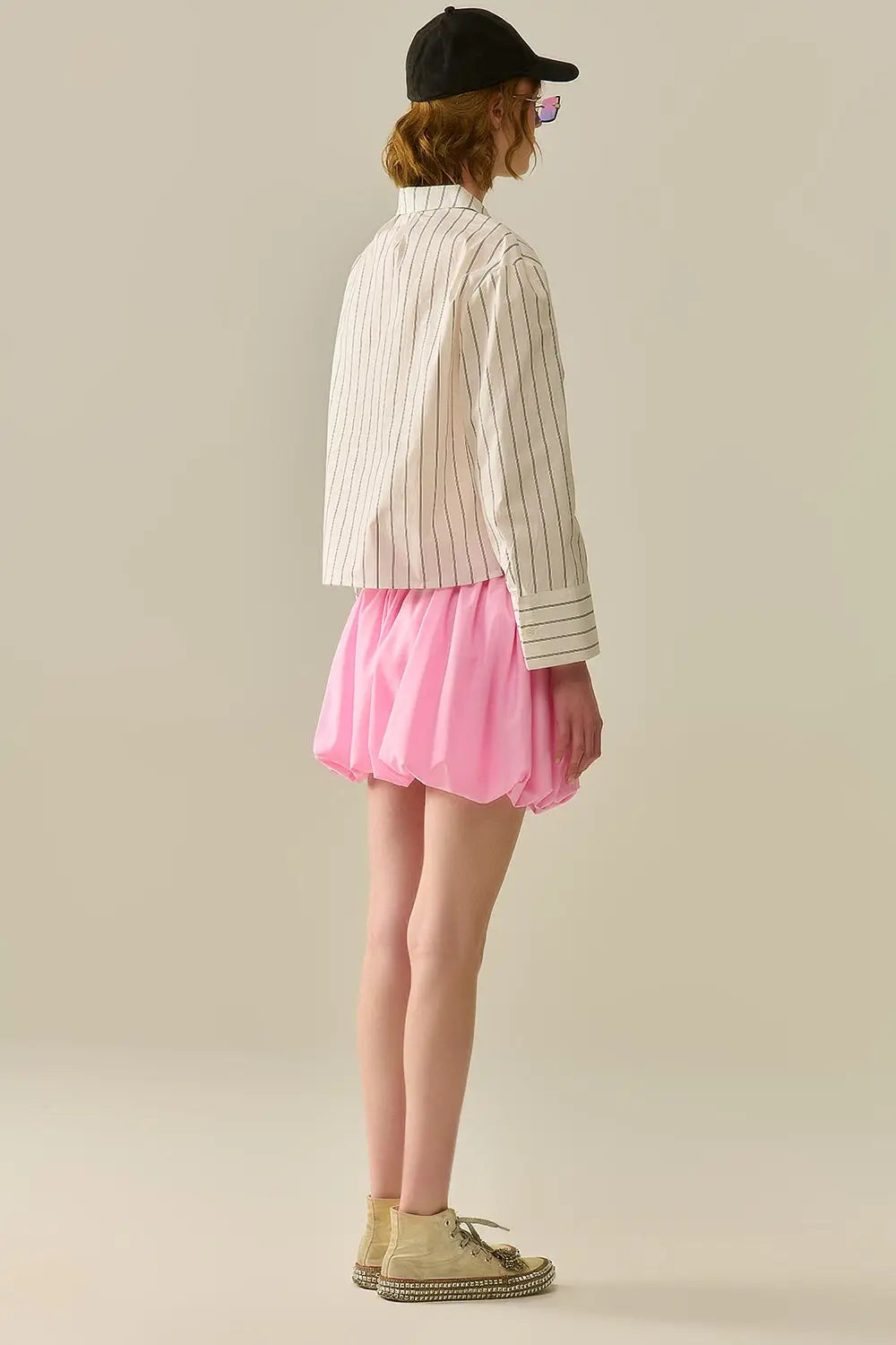 Minijupe boule en popeline rose - Jupes