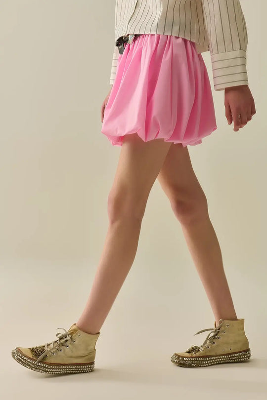 Minijupe boule en popeline rose - Jupes