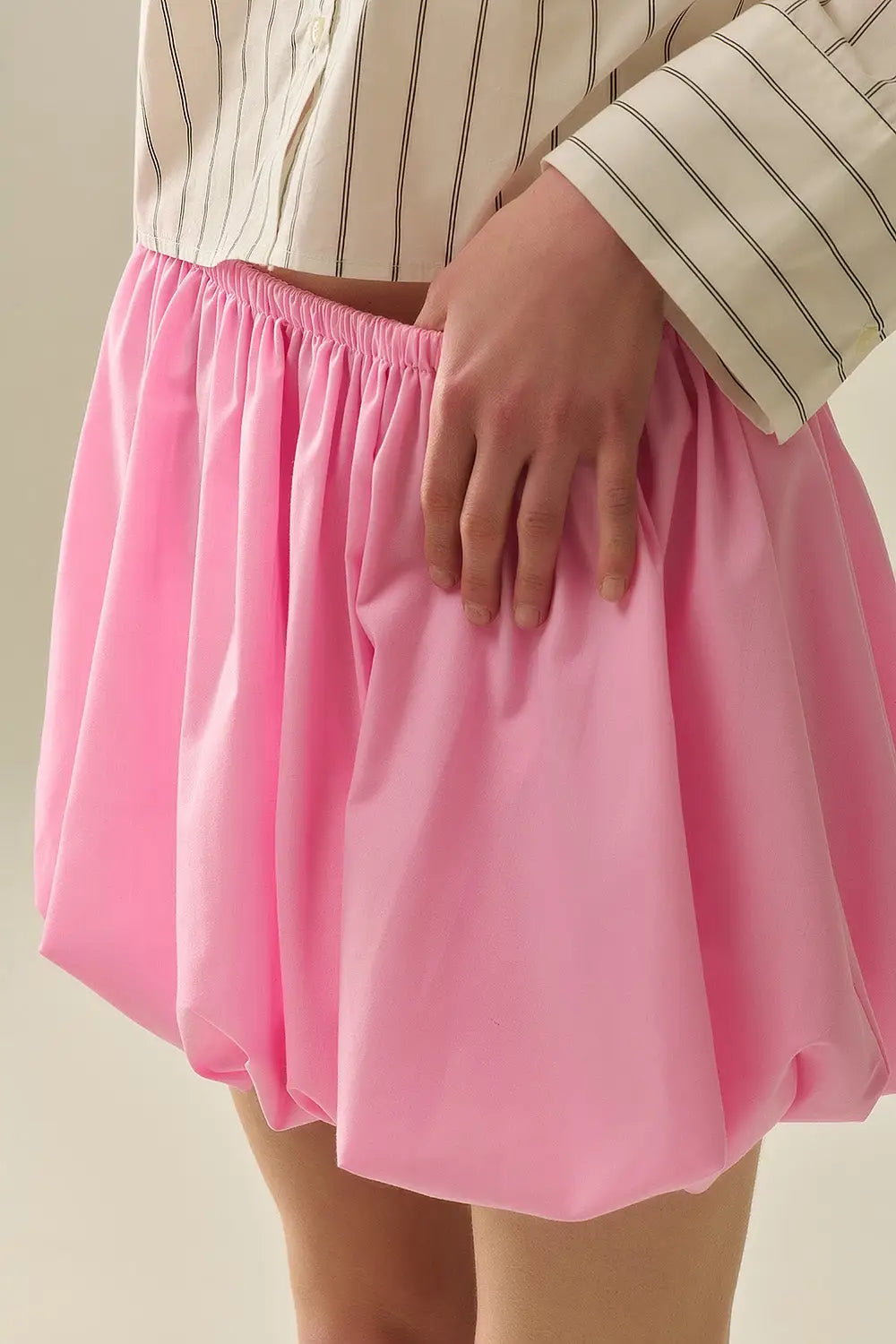 Minijupe boule en popeline rose - Jupes