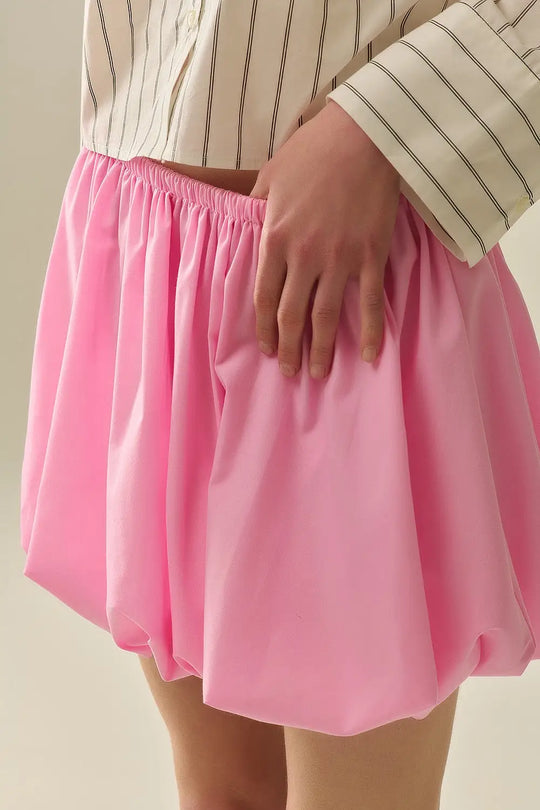 Minijupe boule en popeline rose - Jupes