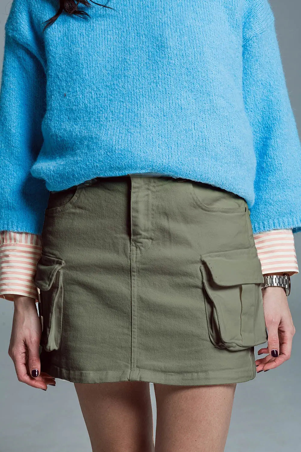 Minijupe cargo en kaki - Jupes