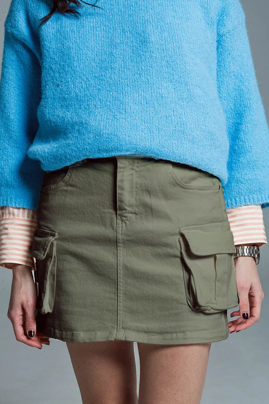 Minijupe cargo en kaki - Jupes