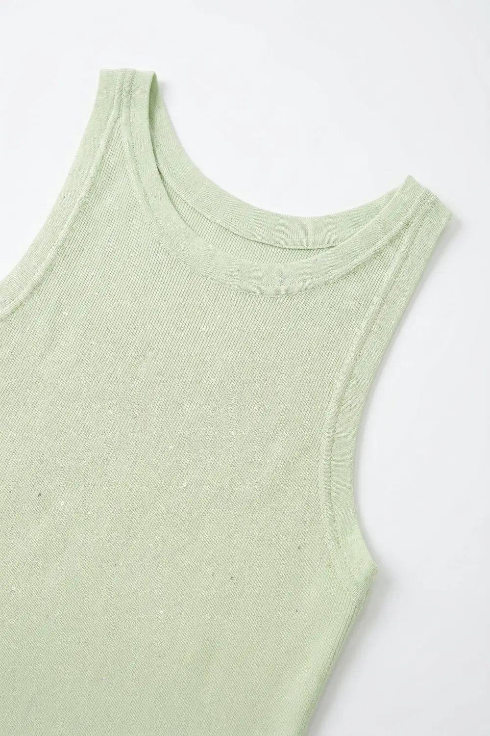 Mint fine Knit Subtle Glitter Sleeveless Top - One Size / Green