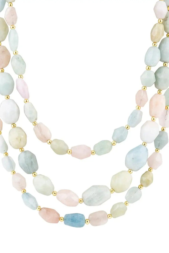 Mixed Morganite Pastel Statement Strand Necklace - Necklaces