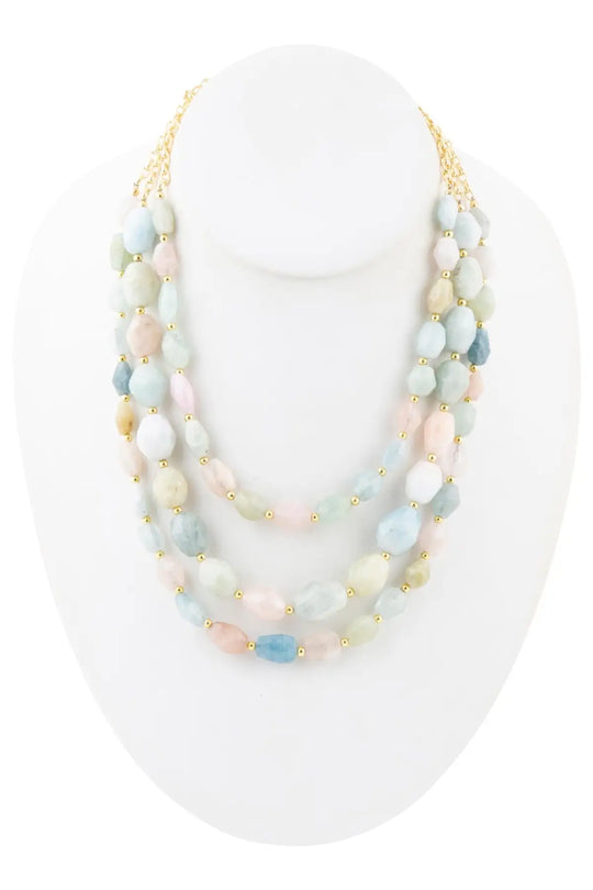 Mixed Morganite Pastel Statement Strand Necklace - Necklaces